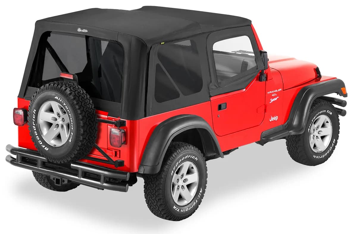 Black Diamond Replace-a-Top Replace-a-Top Fabric-only Soft Top Jeep 03-06 Wrangler; Except Unlimited; Includes upper fabric door skins; Tinted side and rear windows