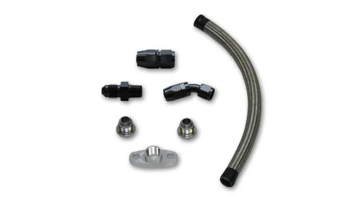 Vibrant Performance - 10280 - Universal Oil Drain Kit for T3/T4 Turbos (12 in. long line)