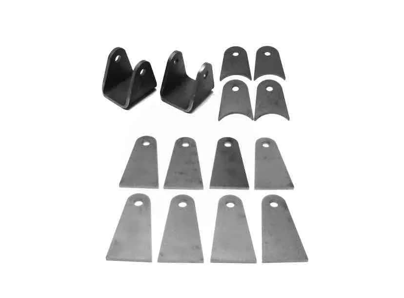 Steinjäger Tabs and Clevises, Weld On 4 Link Tab and Clevis Kits 0.563 Bore 3.50 Axle Diameter 4 Axle Tabs 4.00 Inches Long 8 Flat Tabs 4.00 Inches Long 2 Clevises with 3.00 Inch Jaw