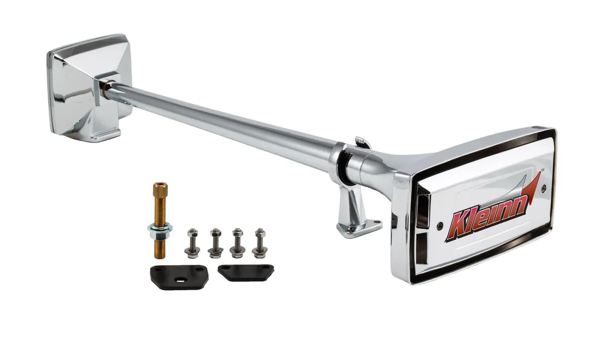 25in Single Chrome Plated Zinc Alloy Roof Mount Horn Square Trumpet End With Horn Cover