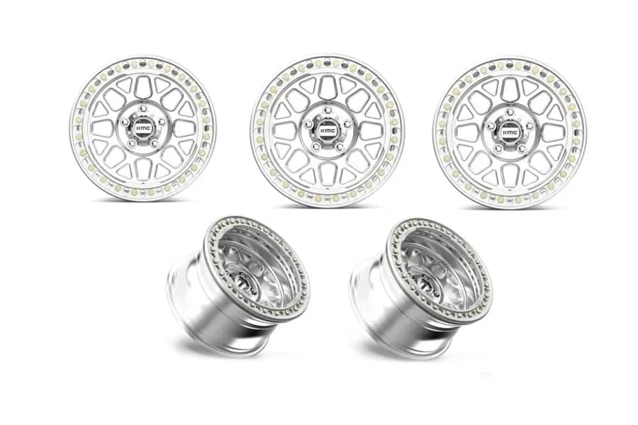 KMC Wheels KM235 Grenade Crawl Beadlock Wheel Package (Machined Silver) - JT/JL/JK