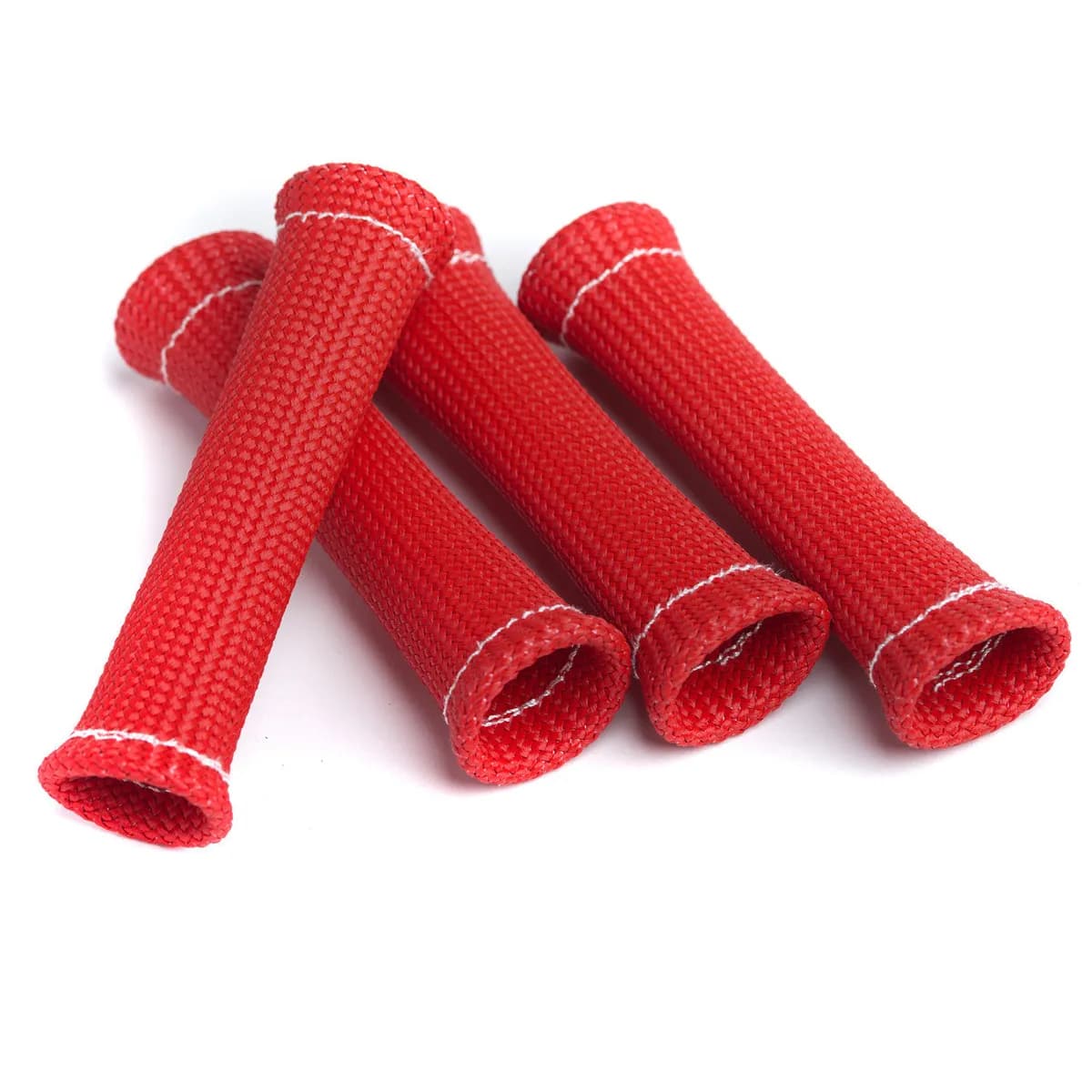 Plug Wire Sleeve Braided 6 x .375 Inch Up to 750 Degree F Red 4 Pack Thermo Tec