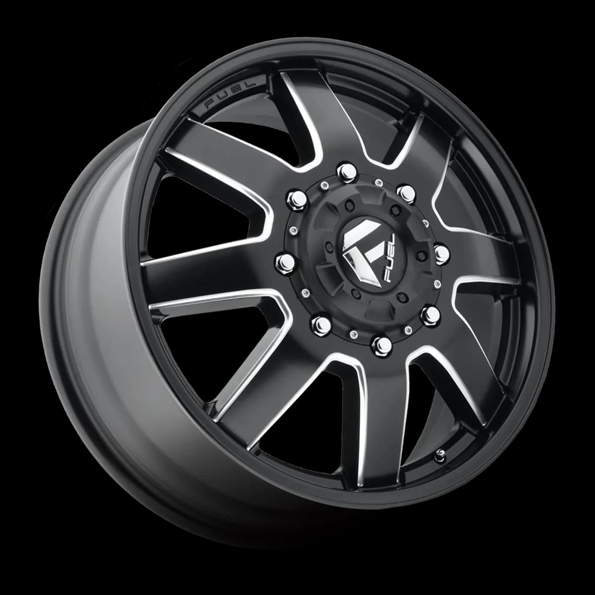 Dually Wheels 20X8.25 Maverick Dually D538 10 On 225 Black Milled 170.1 Bore 105 Offset 7 Spoke Front Dually Fuel Off Road Wheels