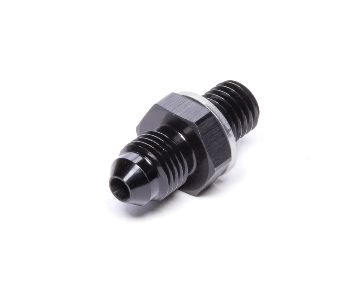 Straight AN to Metric Adapter Fitting; -4AN; M10x1.5 Metric Size; 6061 Aluminum; Black Anodized;