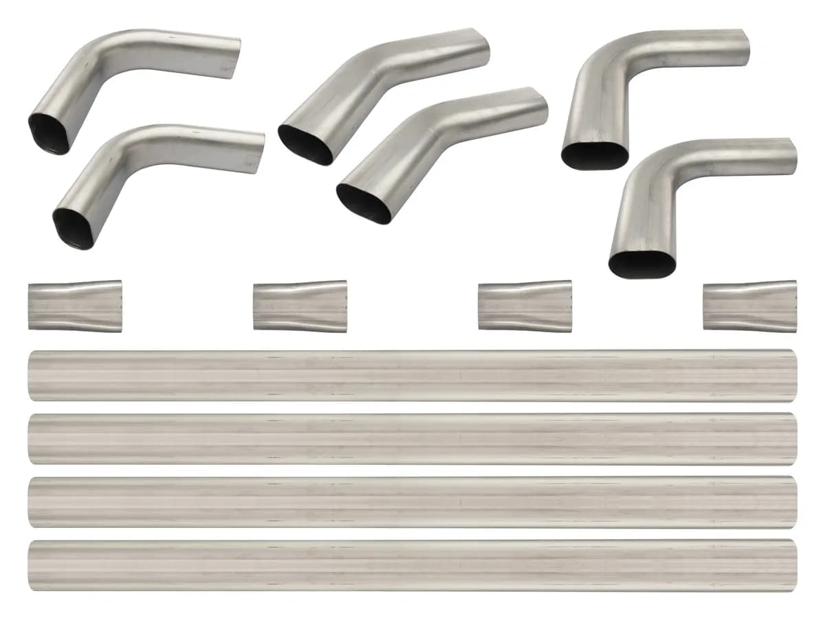 3 Inch Oval Exhaust Builders Kit 304 Stainless Steel Low-Profile Ground Clearance Pypes Performance Exhaust