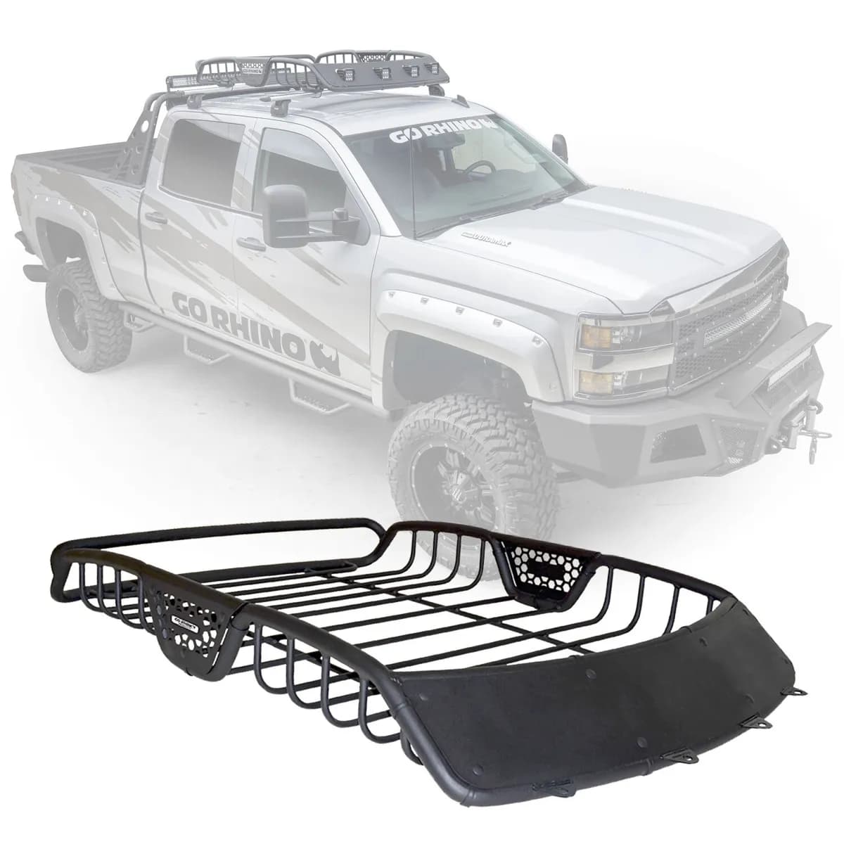 Go Rhino 59015T - SR10 Tubular Steel Roof Rack with Black Fairings - 48 Long - Textured Black