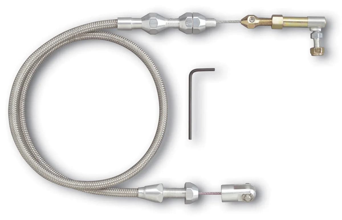 Hi-Tech Throttle Cable Kit; Universal; U-Cut-To-Fit; 24 in.; Incl. Aluminum Ferrules/Instructions/Stainless Steel Housing/Stainless Steel Aluminum Fittings;