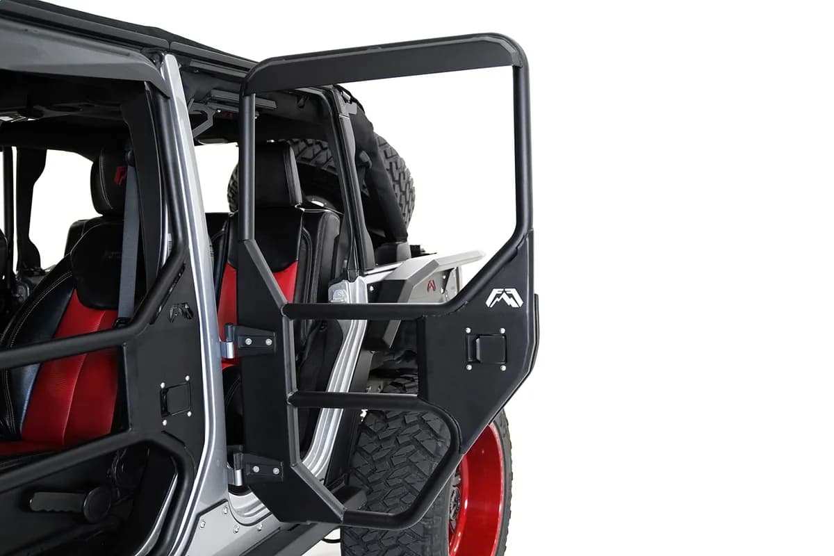 Full Tube Doors; Single Stage Black Powder Coat; Rear; Height 4 in.; Width 35 in.; Length 44 in.;