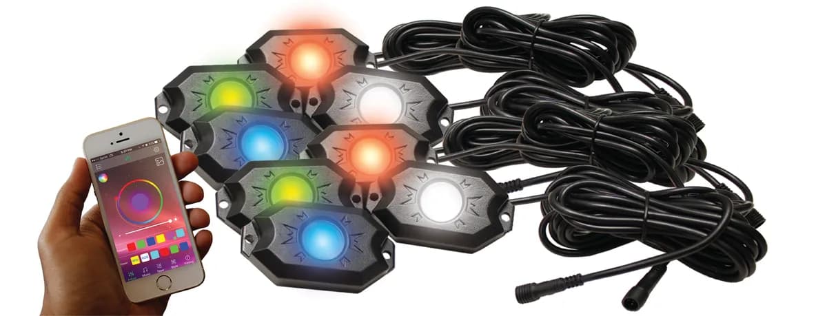 8-Pod Rgbw Hi-Power Rock Light Complete Kit With Bluetooth App Controls in Retail Box