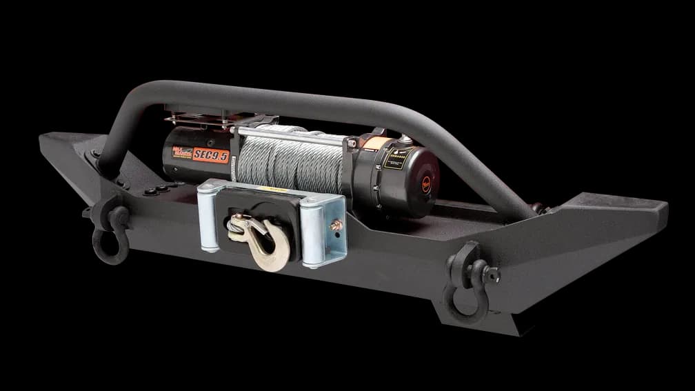 Front Base Bumper; w/Shackle Mount; Intergrated Winch Plate; 4 Light Mounting Points; Textured Black Powder Coat;