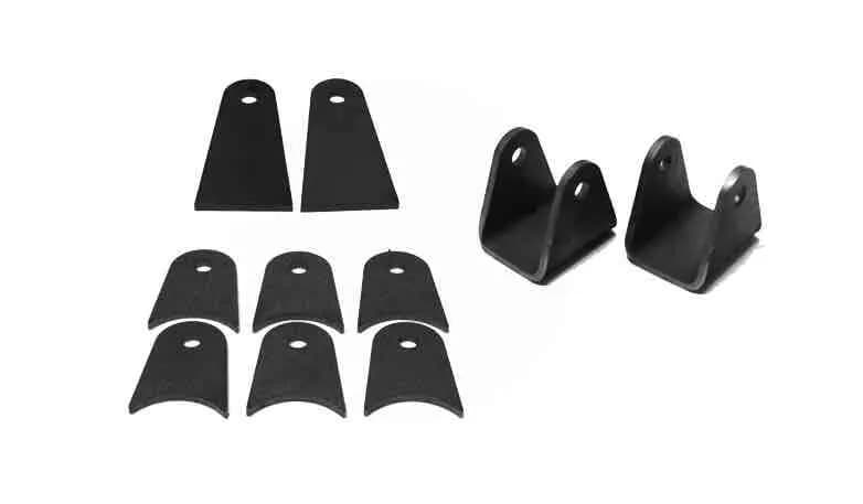 Steinjäger Tabs and Clevises, Weld On 4 Link Tab and Clevis Kits 0.625 Bore 4.00 Axle Diameter 6 Axle Tabs 3.00 Inches Long 2 Flat Tabs 4.00 Inches Long 2 Clevises with 2.50 Inch Jaw