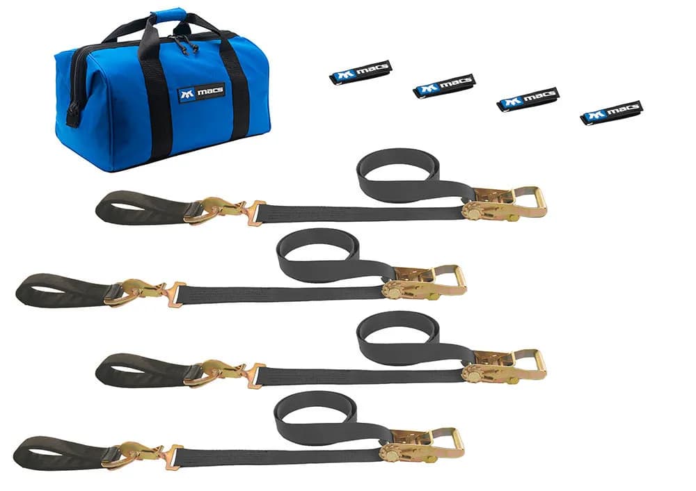 Ultra Pack Black 2in x 8ft Direct Hook Ratchet Straps And (Axle Straps Black 2in x 24in )
