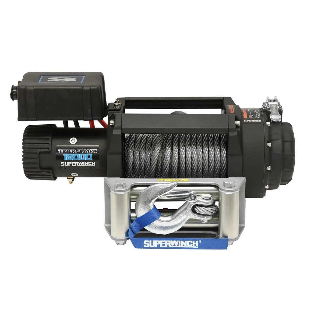 Tiger Shark 18000 18000lb 12V DC Winch with Steel Wire Rope Black - 1518000