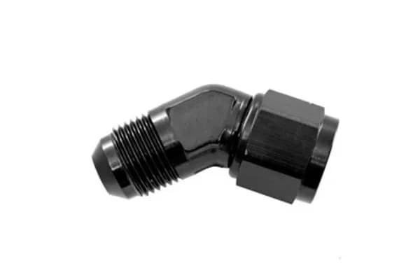 10an Male Adapter to 10an Female Adapter 45 Degree Black