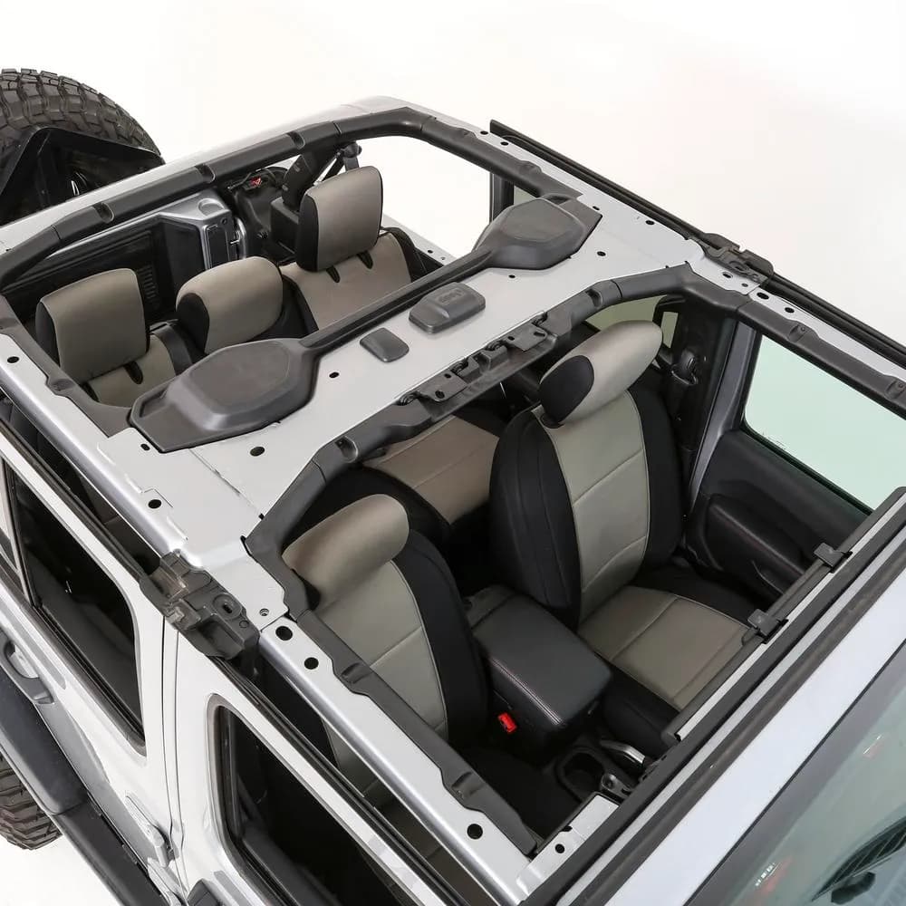 18c Wrangler JL 4DR Neoprene Front And Rear Seat Cover Set; Nonrubicon Models; Black/Gray