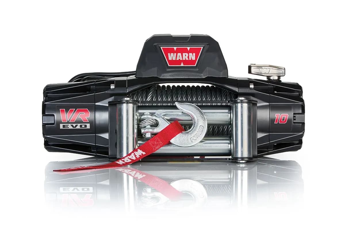 WARN - Vehicle Mounted; Vehicle Recovery Winch; 12 Volt Electric; 10000 Pound Line Pull Capacity; 94 Foot Wire Rope; Hawse Fairlead; Wired Remote; Planetary