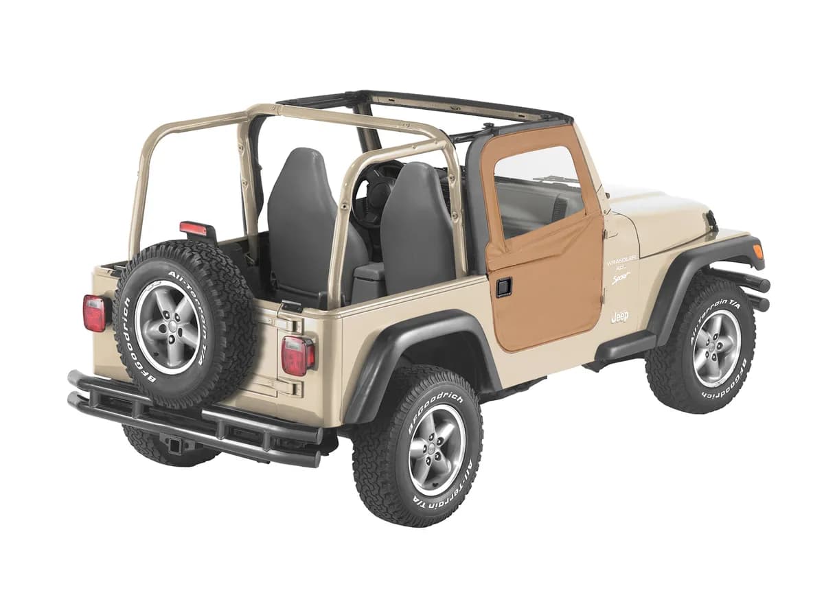 Spice Doors, Fabric 2-piece Full Fabric Door Set Jeep 97-06 Wrangler; Fit factory soft top & all Bestop soft tops w/factory door surrounds & door strikers