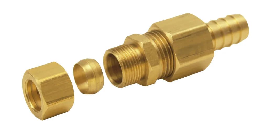 Derale 13033 Universal 1/2 Transmission Cooler Line to 3/8 Hose Barb Compression Fitting