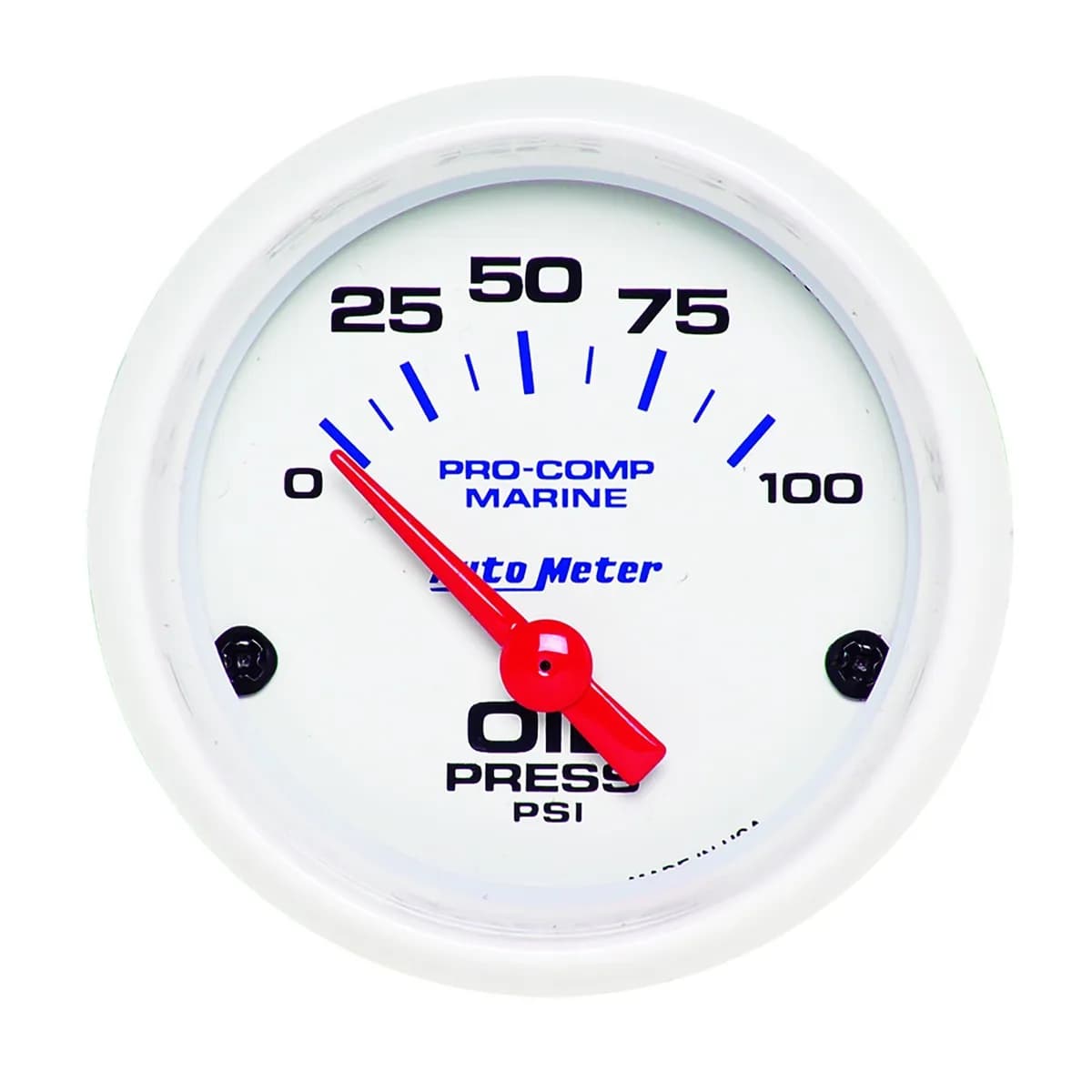 Gauge, Oil Pressure, 2 1/16", 100psi, Electric, Marine White