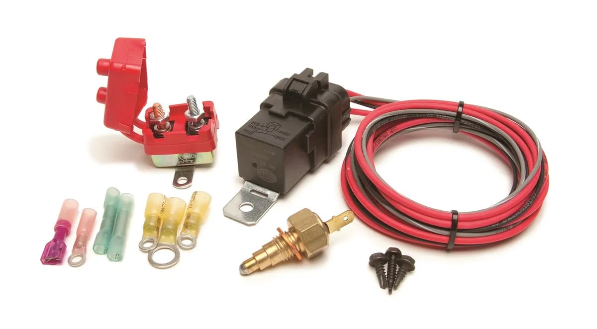 Fan-Thom II Electric Fan Relay Kit; Thermostatic Switch 205 deg. On/190 deg. Off; Weatherproof; For Use w/GEN III GM Engines;