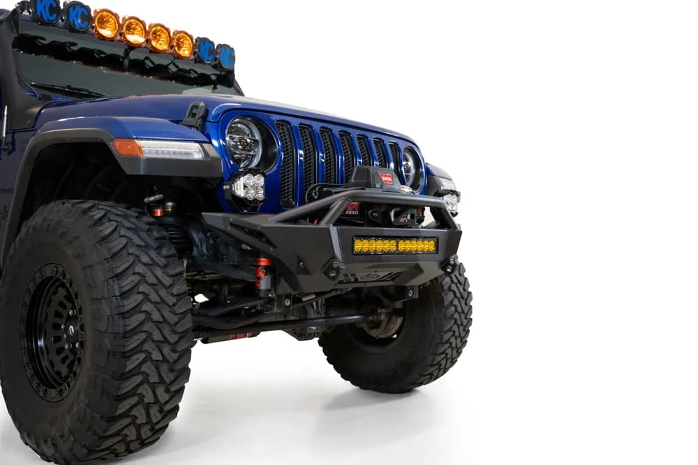 18c Wrangler Stealth Fighter Front Bumper W/D Ring & Winch Mount Universal 20in Mounts Black