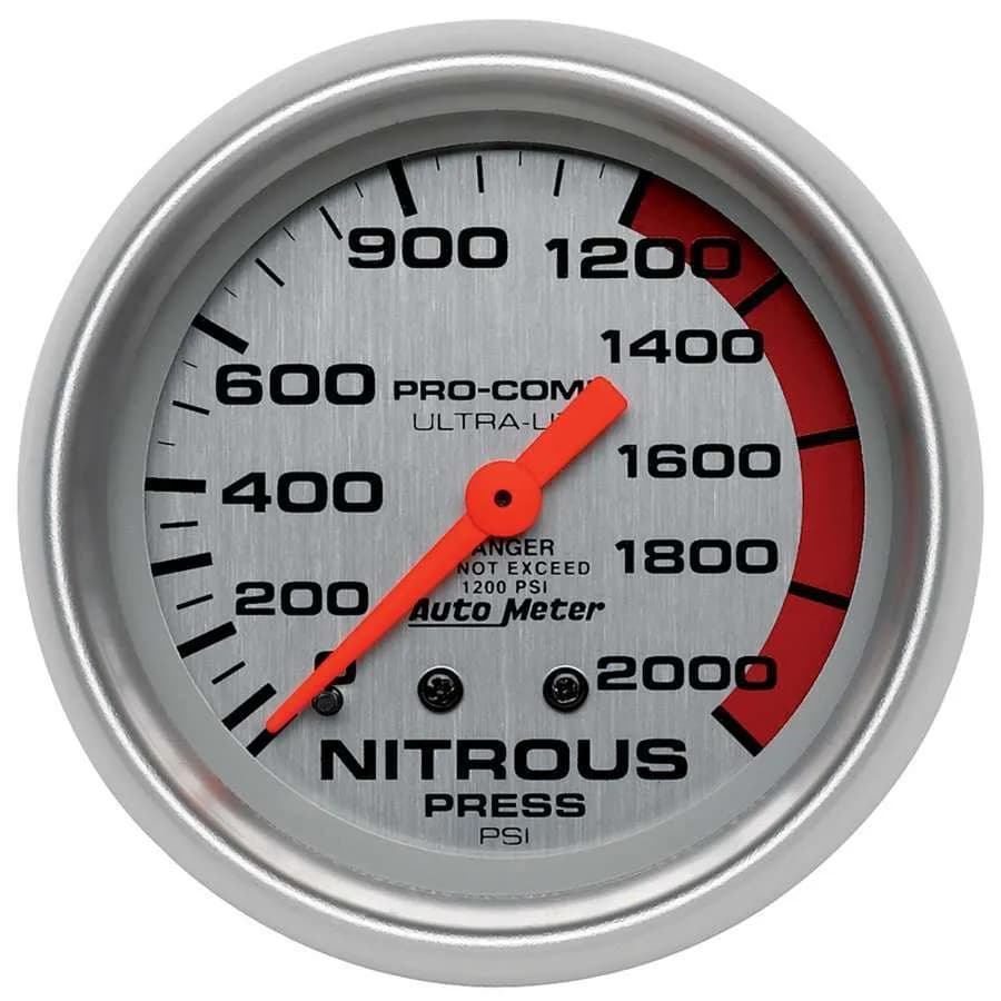 25/8 In. Ultralite Nitrous Pressure Gauge Full Sweep Mechanical 02000 Psi
