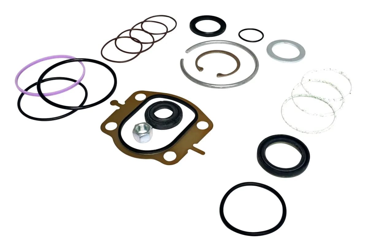 Steering Box Master Seal Kit; Incl. Sector Shaft Seal Upper/Lower; Piston O-Ring; Sector Shaft Snap Ring; Housing End Cap Ring/ O-Ring; Spool Valve O-Rings/Teflon™ Coated Rings;