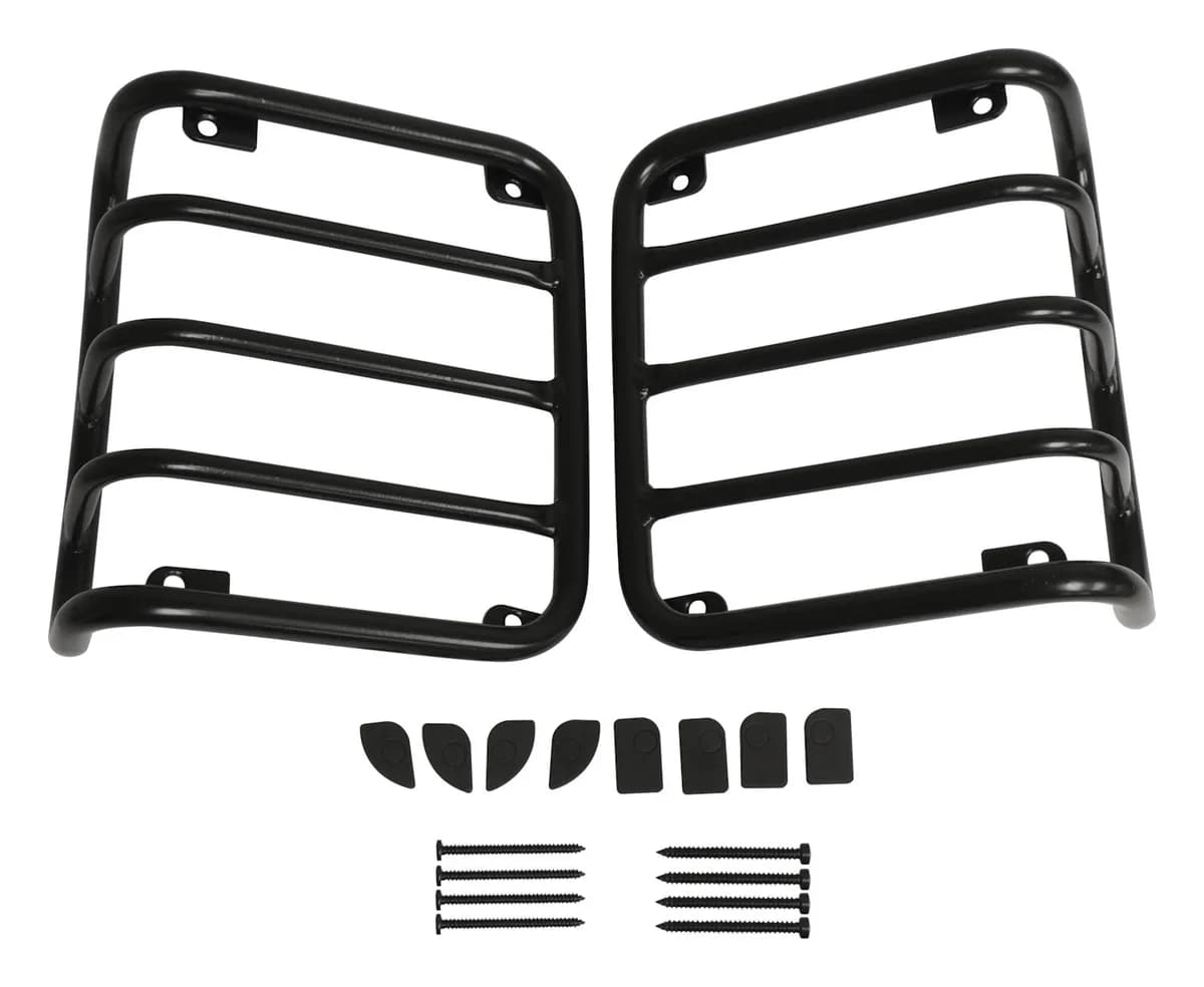 2007-2016 JK Wrangler Tail Light Guard Set Black Powder Coated Stainless Steel Tail Lamp Guard Set; Includes 2 Guards and Hardware Black