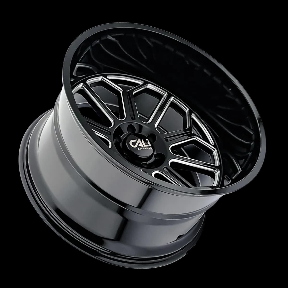 Cast Aluminum Wheels Auburn 9117 BM 22x12 Milled Gloss Black 8 On 165.1 Bolt Pattern -51 Offset Cali Offroad Wheels