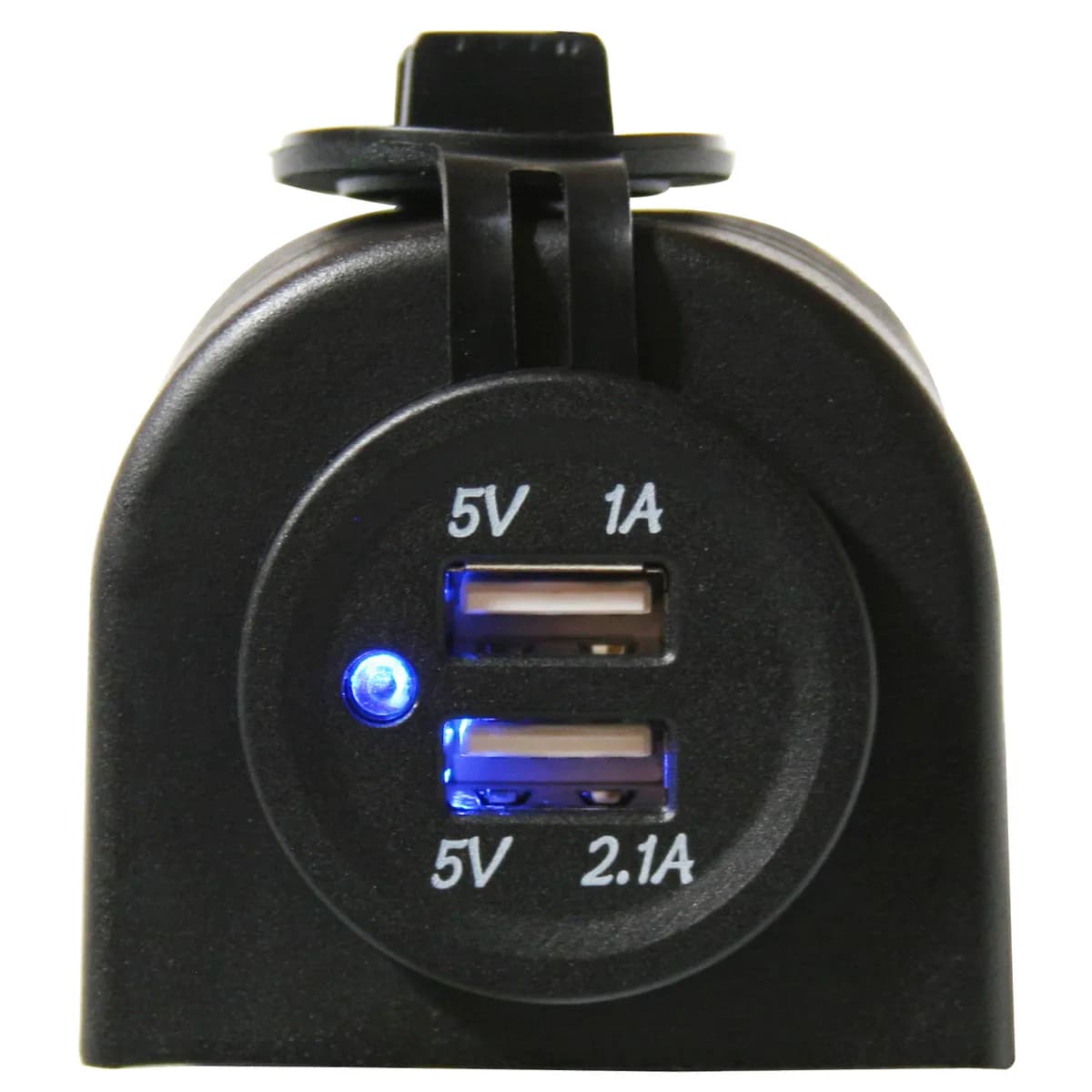 USB Power Socket Dual 5V 1A and 2.1A W/Cover and 3 Mounting Brackets Bulldog Winch