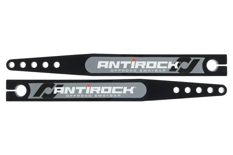 Antirock Fabricated Steel Sway Bar Arms 87-95 Wrangler YJ 20 Inch Long OAL 18.195 Inch C-C 5 Holes Includes Stickers Pair RockJock 4x4