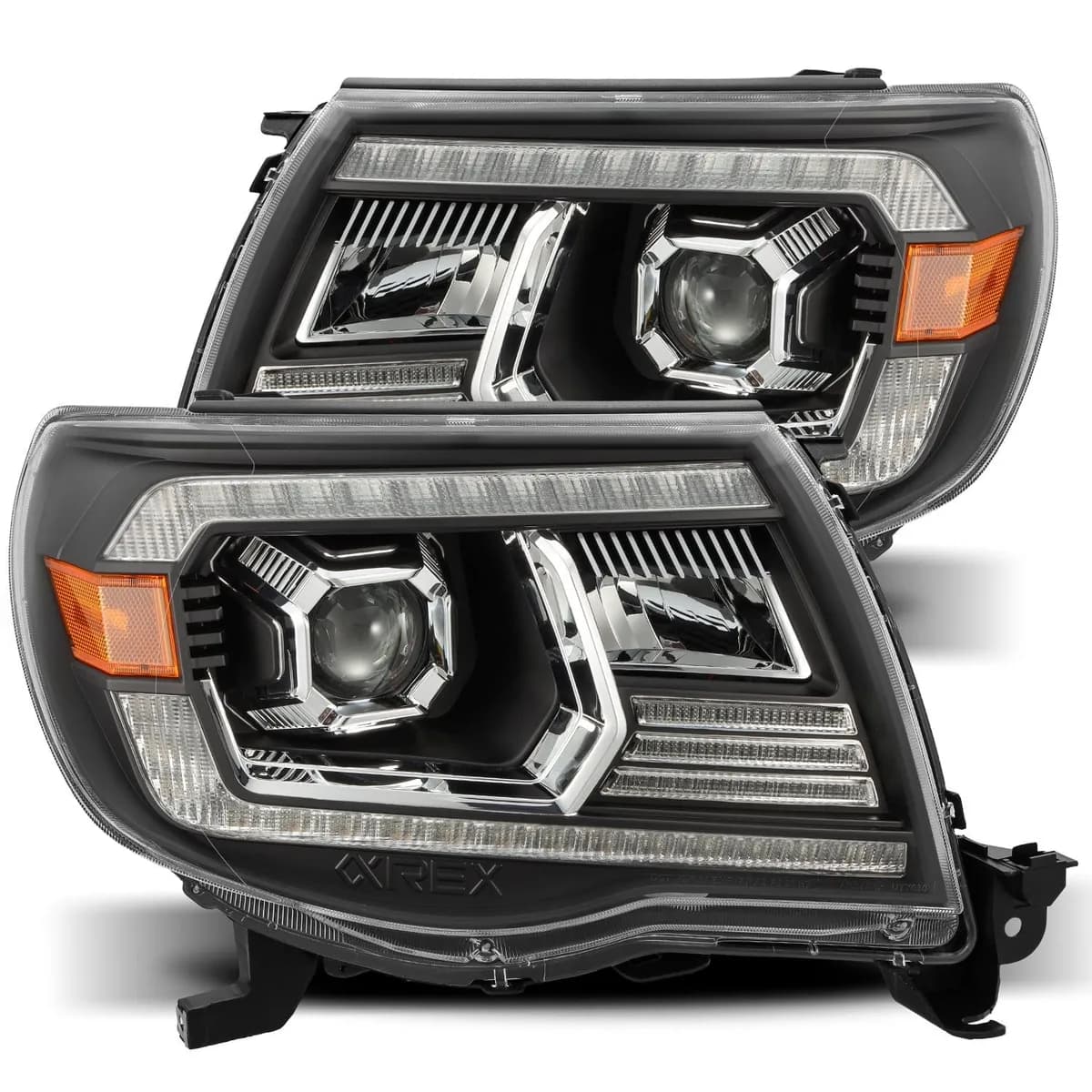 Projector Headlights Plank Style Design Black w DRL Toyota Tacoma 2005-2011
