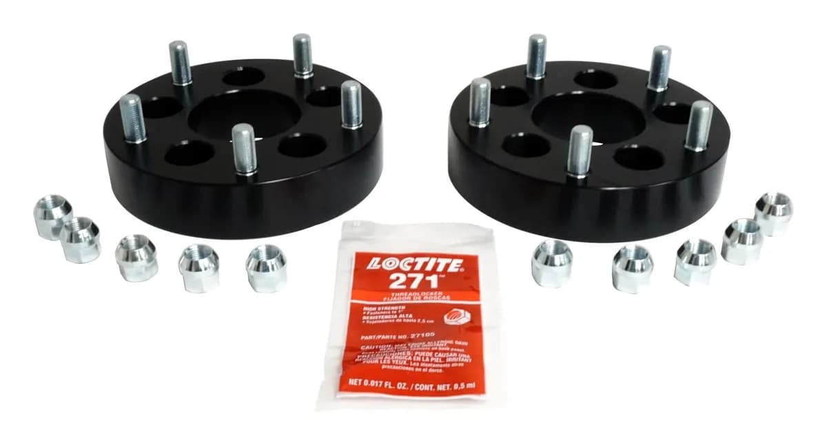 Black Wheel Adapter Set Set of 1-1/2" Thick Gloss Black Anodized Wheel Adapters. Adapts 5 on 4.5" to 5 on 5.5". Includes 2 Wheel Adapters And 10 Nuts.