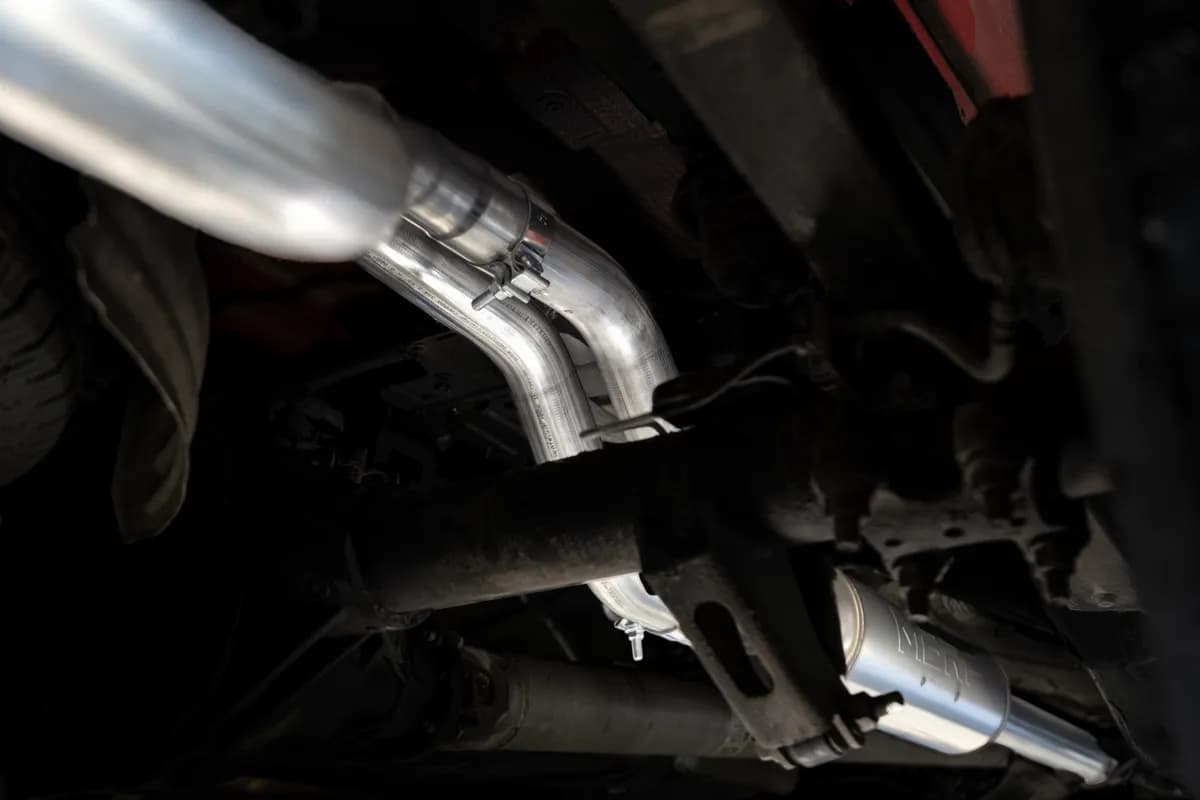 Armor BLK Cat Back Exhaust System; 3 in.; Incl. Front Pipe/Mid Pipe/Muffler/Tail Pipe/Hardware/4.5 Inch Tip; Dual Rear Exit; Black-Coated Aluminized Steel;