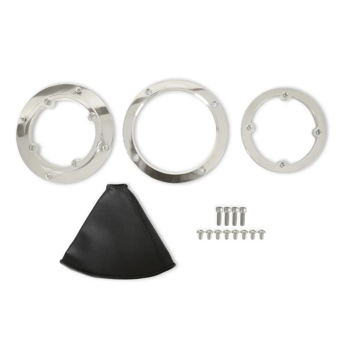 Universal Billet Shifter Boot & Bezel Round Polished Finish