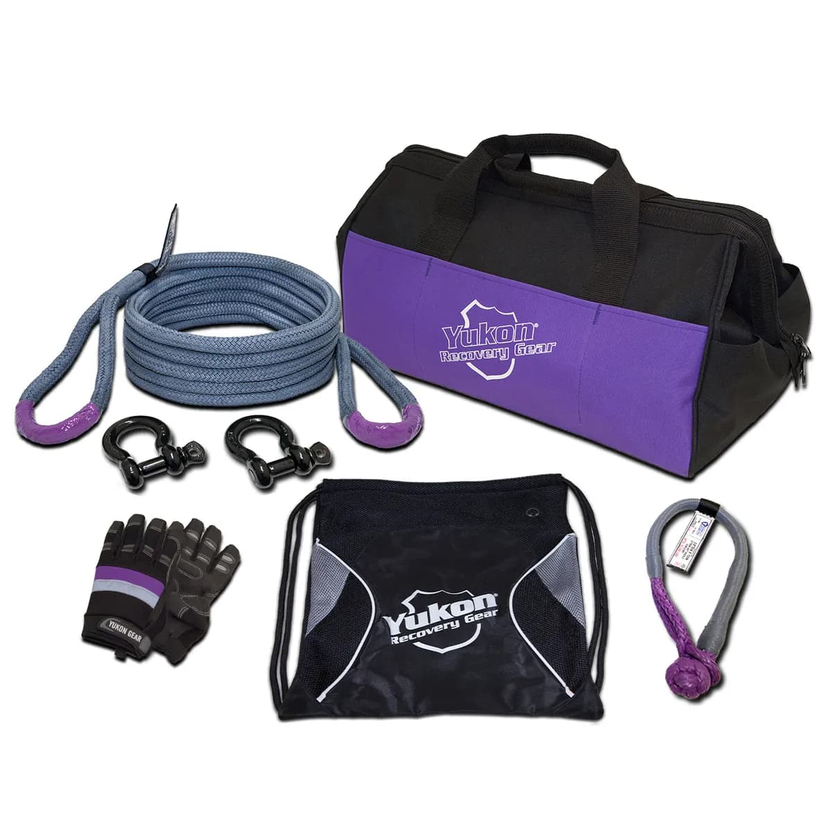 Recovery Gear Kit With 3/4 20-Foot Long Kinetic Rope Shackles & More Recovery Gear Kit W/ 3/4 Inch Rope Yukon Gear