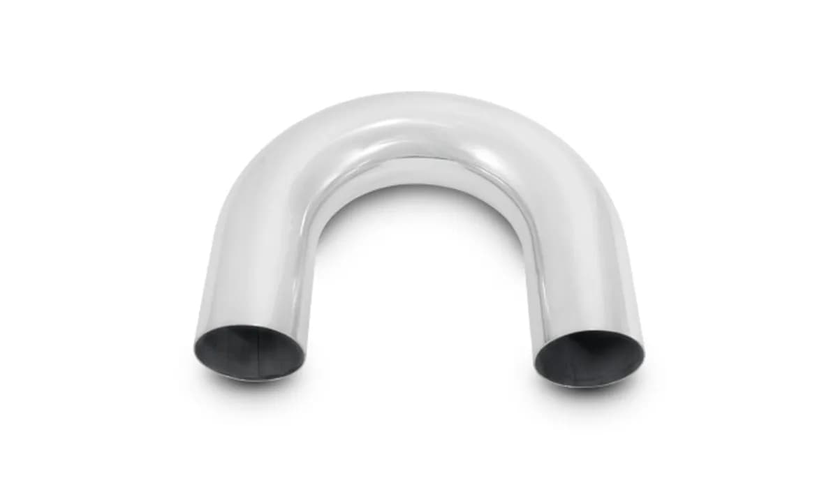 180 Degree Aluminum Bend; 2 in. OD; 4 in. Leg Length From Tangent; 1.8MM Wall Thickness; 6063 Aluminum; Polished;