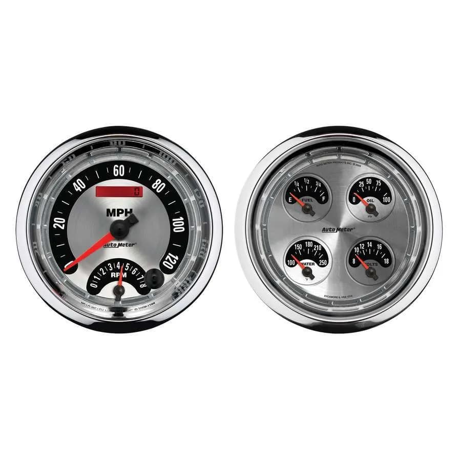 5 In. Quad Gauge, 8k Rpm/120 Mph/100 Psi/100-250 Fahrenheit/8-18v/240-33 o, American Muscle