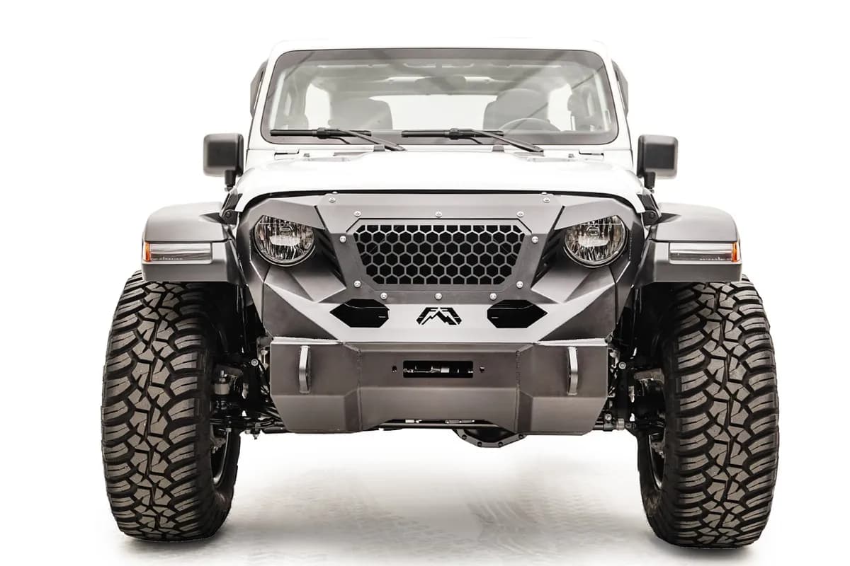 Grumper Front Bumper; 20 In. Light Bar w/Optional Insert; 11 gauge Steel Construction; 2 Stage Matte Black Powder Coat;