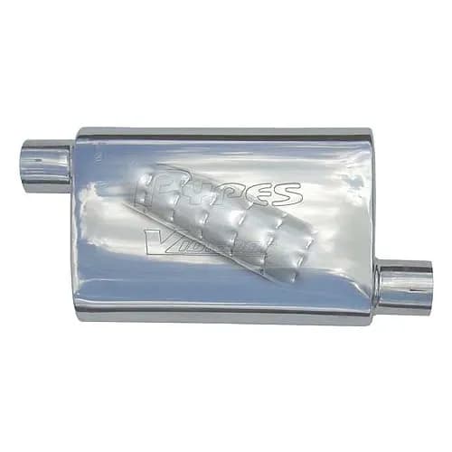 Violator Series Muffler 14 in 2.5 in Offset/Offset Hardware Not Incl Natural 409 Stainless Steel Pypes Exhaust