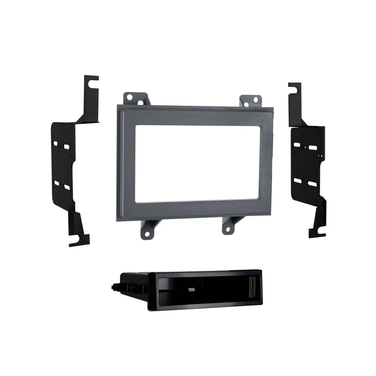 Custom Fit Mounting Kit; Iso Din W/Pocket or Double Din Radio Provision; Incl.: Radio Trim Panel/Radio Brackets/Pocket/Screws; Gray Finish;