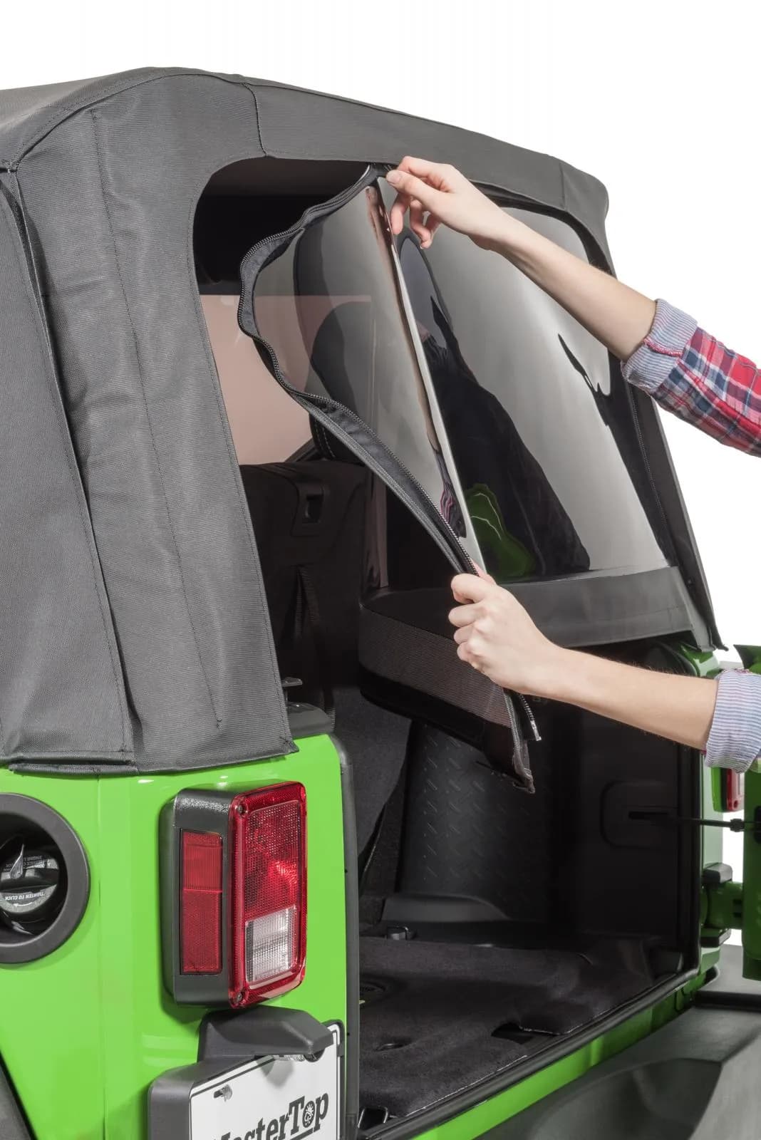 Replacement Window Kit 07-09 2DR JK Mopar Factory Top Only (2)Qtr Windows(1) Rear Window Tinted Glass Black Diamond Vinyl MasterTop