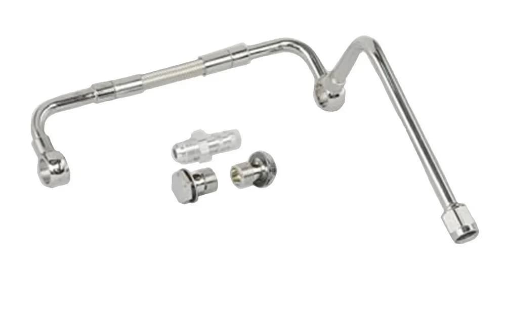 Edelbrock 8132 Chrome Dual-Feed Fuel Line Kit With No Fuel Filter And 3/8 Barbed End Inlet