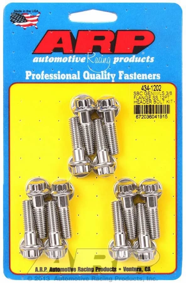 Sbc/Geniii ls 3/8 Flange ss 12pt Header Bolt Kit Stainless Steel