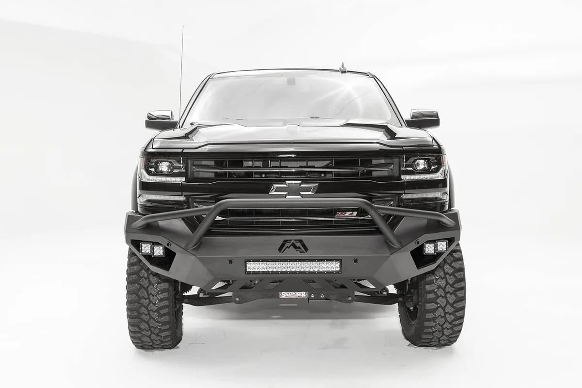 1618 Silverado 1500 Vengeance Front Sensor Bumper w/ Prerunner Guard Matte Bla