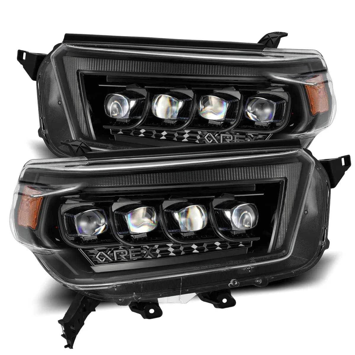 LED Projector Headlights Plank Style Design Alpha Black w Sequential Signal switchback DRL