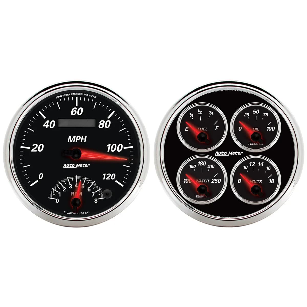 2 Pc. Gauge Kit, 5 In. Quad & Speedometer, 240-33 o, Designer Black II