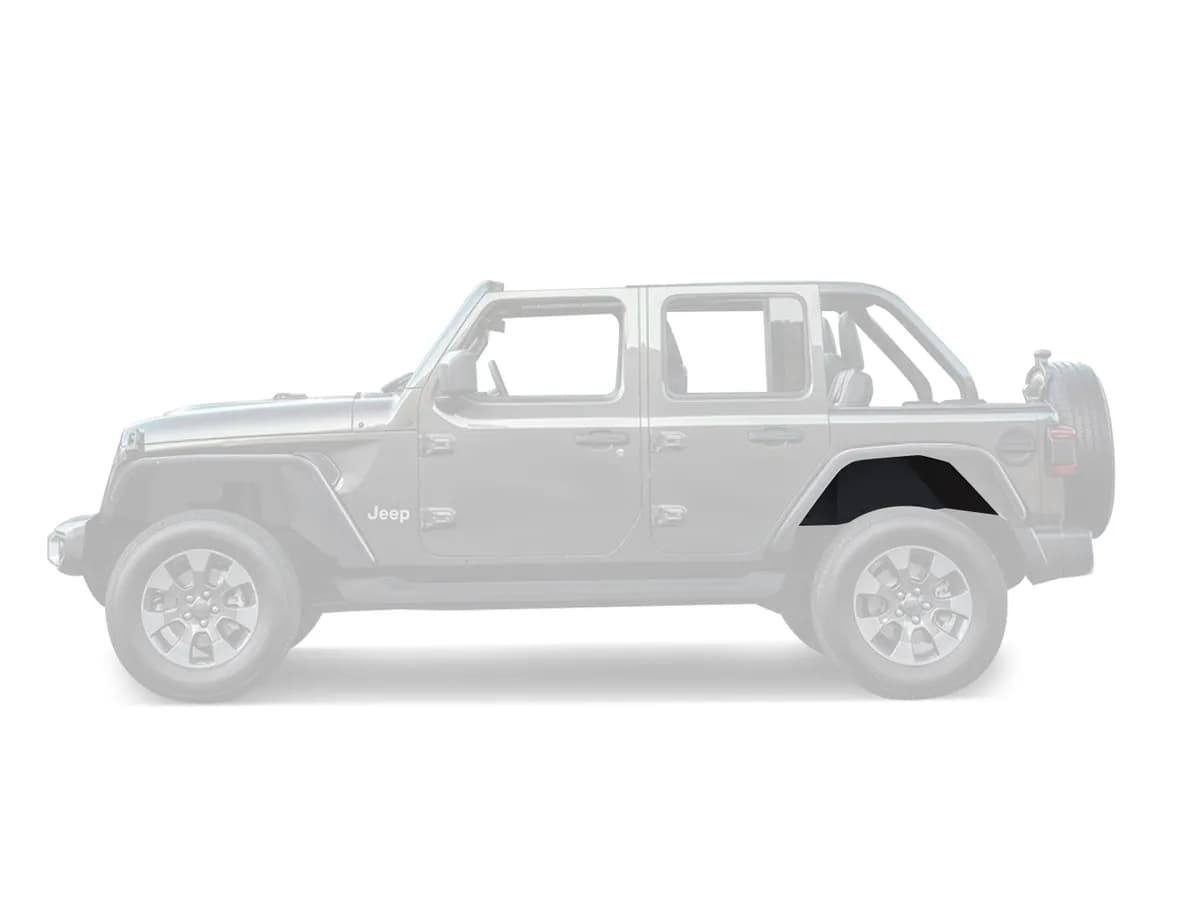 Black Horse Off Road Rear Inner Fender Flares Liners Matte Black Steel TFFJL4R