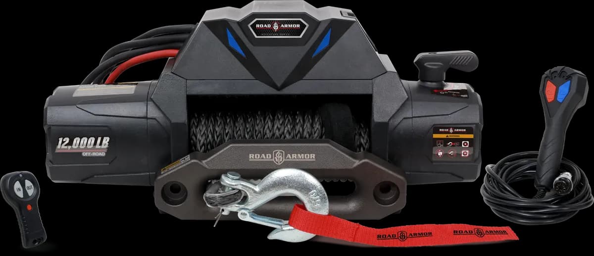 Road Armor Adventure Series 12,000 lb. Integrated 12V DC Electric Winch with Synthetic Rope
