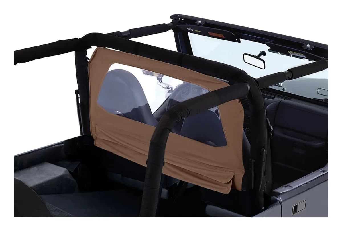 1976-1983 CJ-5 CJ Spice; Deflects air above the passenger area and reduces draft noise and moisture. Clear plastic windows provide excellent visibility. 1976-1986 CJ-7 CJ Spice; Deflects air above the passenger area and reduces draft noise and moisture